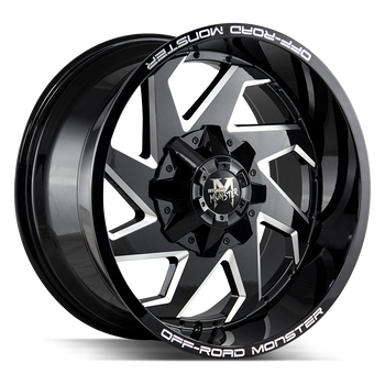 20x10 Off Road Monster Wheels M09 5x139.7 -19 ET 110.3 hub - Gloss Black Milled