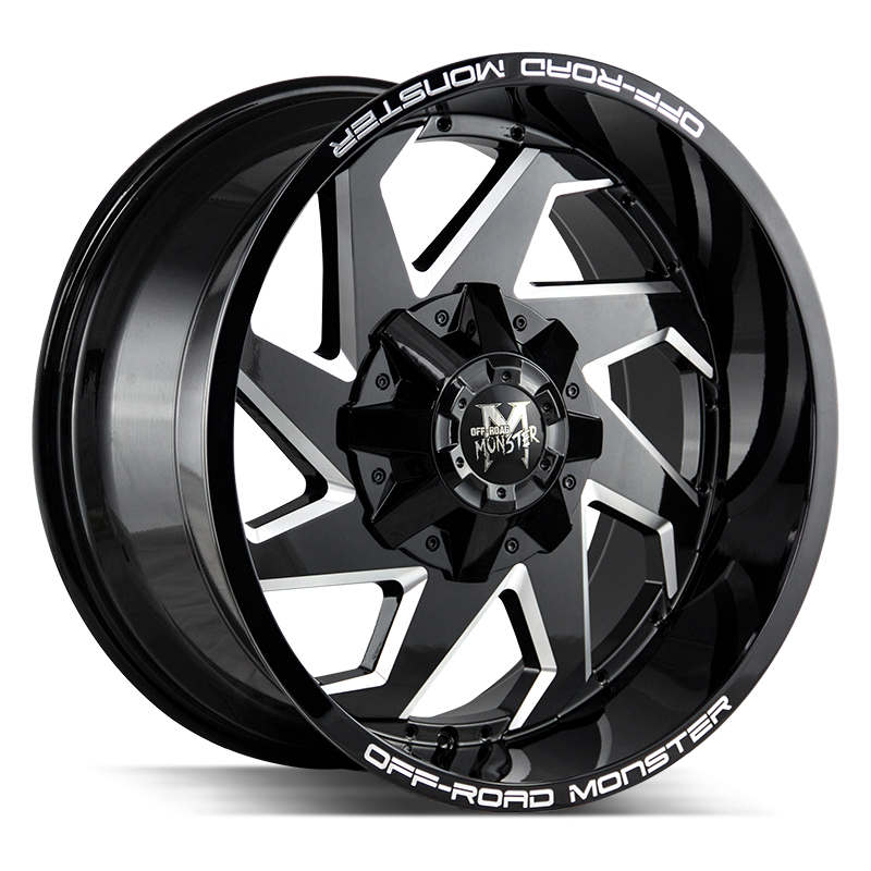 20x10 Off Road Monster Wheels M09 5x139.7 -19 ET 110.3 hub - Gloss Black Milled