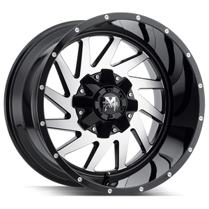 20x14 Off Road Monster Wheels M12 6x135 -44 ET 106.4 hub - Flat Black Machined
