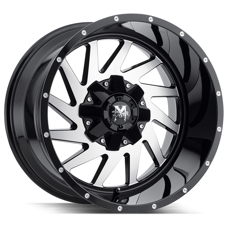 20x14 Off Road Monster Wheels M12 6x135 -44 ET 106.4 hub - Flat Black Machined