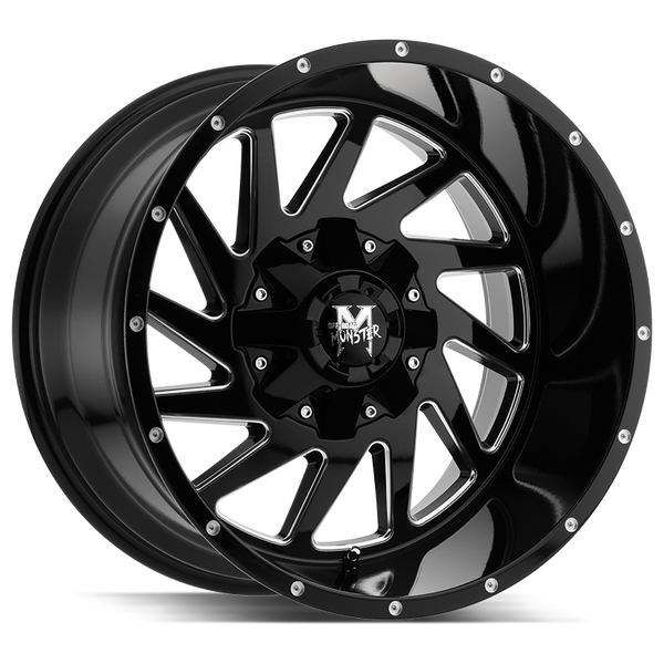 20x12 Off Road Monster Wheels M12 6x135 -19 ET 106.4 hub - Flat Black Milled