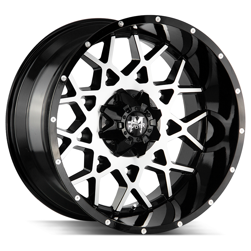 20x10 Off Road Monster Wheels M14 5x127 -19 ET 78.1 hub - Gloss Black Machined