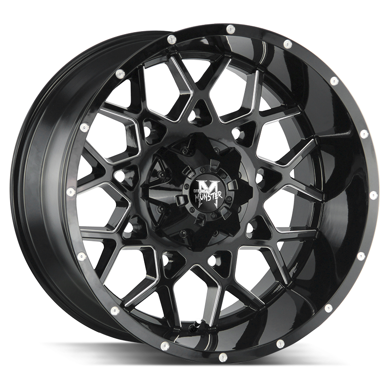 22x12 Off Road Monster Wheels M14 BLANK -19 ET 78.1 hub - Gloss Black Milled