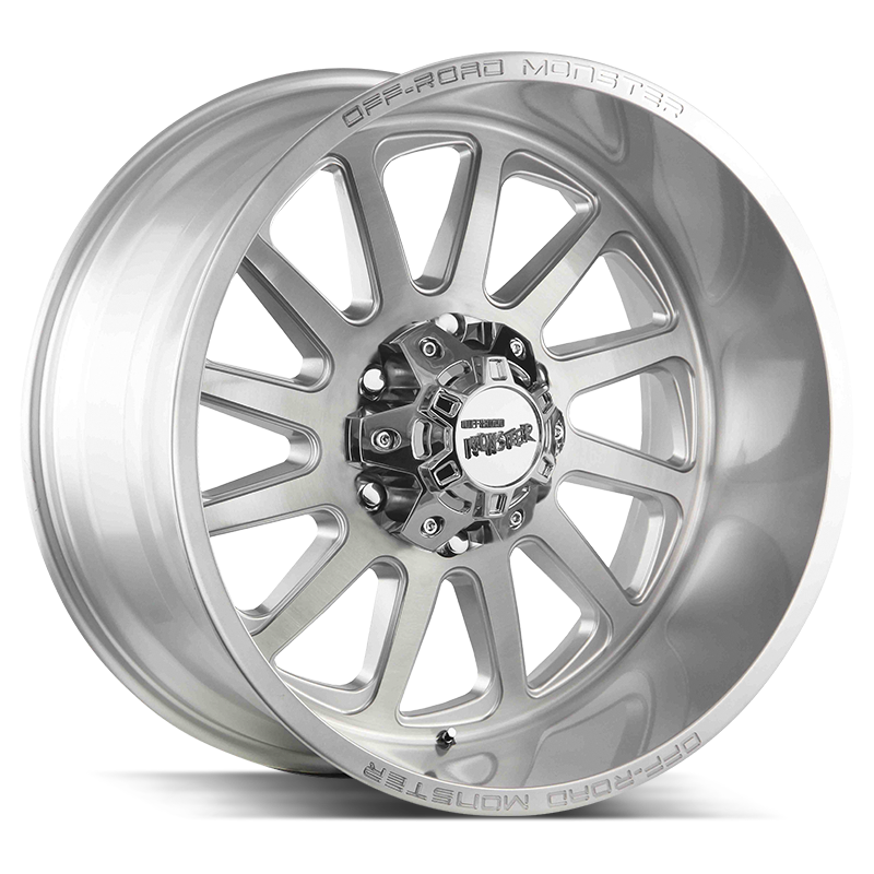 17x9 Off Road Monster Wheels M17 6x139.7 -44 ET 106.4 hub - Brushed Face Silver