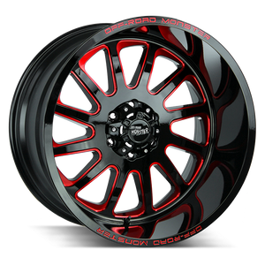 20x10 Off Road Monster Wheels M17 6x135 -44 ET 87.1 hub - Gloss Black Candy Red Milled