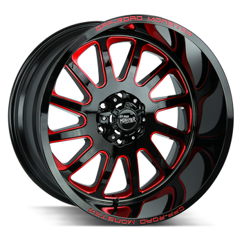 20x10 Off Road Monster Wheels M17 8x165.1 -19 ET 78.1 hub - Gloss Black Candy Red Milled