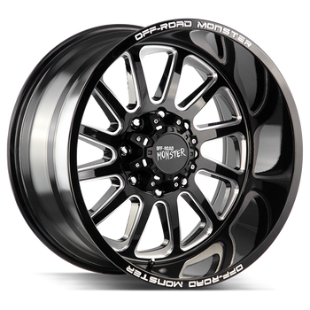 20x10 Off Road Monster Wheels M17 5x150 -44 ET 110.3 hub - Gloss Black Milled