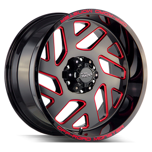 20x10 Off Road Monster Wheels M19 8x165.1 -19 ET 125.2 hub - Gloss Black Candy Red Milled