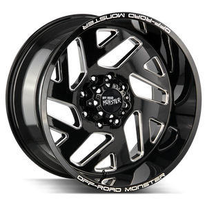 20x10 Off Road Monster Wheels M19 5x127 -44 ET 78.1 hub - Gloss Black Milled