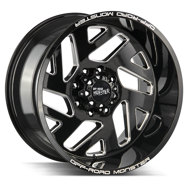 20x10 Off Road Monster Wheels M19 5x127 -44 ET 78.1 hub - Gloss Black Milled