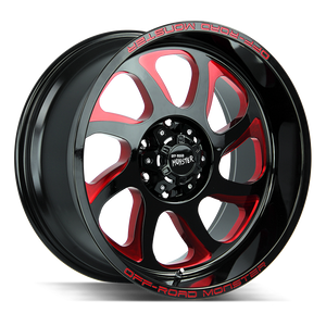 22x12 Off Road Monster Wheels M22 8x170 10 ET 125.2 hub - Gloss Black Candy Red Milled