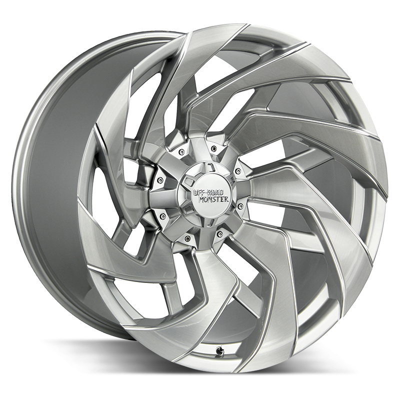 20x10 Off Road Monster Wheels M24 6x135 31 ET 106.4 hub - Brushed Face Silver