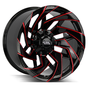 22x12 Off Road Monster Wheels M24 8x165.1 31 ET 125.2 hub - Gloss Black Candy Red Milled