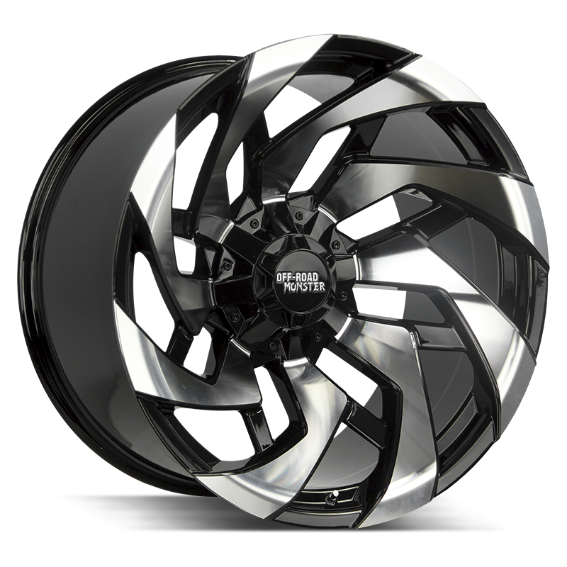 22x12 Off Road Monster Wheels M24 8x165.1 31 ET 125.2 hub - Gloss Black Machined