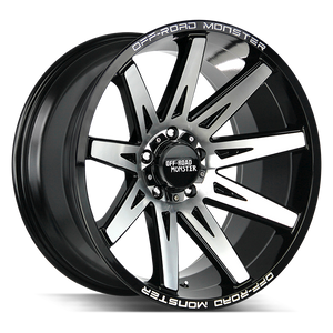 20x10 Off Road Monster Wheels M25 5x127 31 ET 78.1 hub - Gloss Black Machined