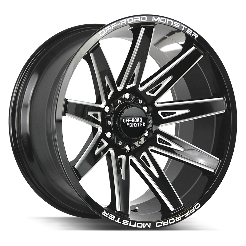 20x10 Off Road Monster Wheels M25 5x127 31 ET 78.1 hub - Gloss Black Milled