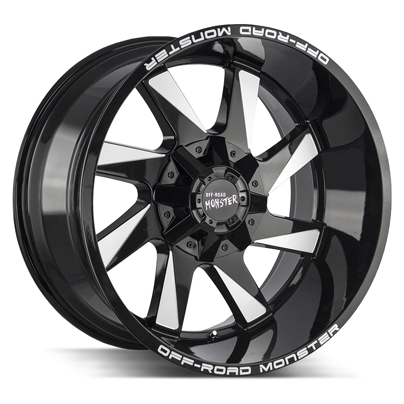 22x12 Off Road Monster Wheels M80 6x135 35 ET 106.4 hub - Gloss Black Milled