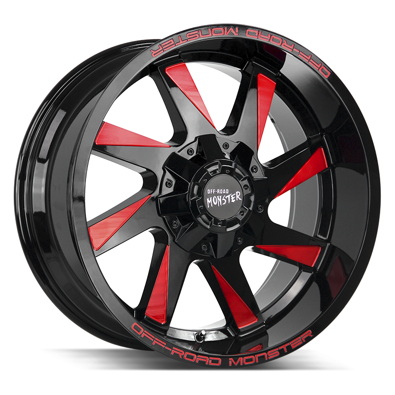 20x10 Off Road Monster Wheels M80 BLANK 40 ET 78.1 hub - Gloss Black Candy Red Milled