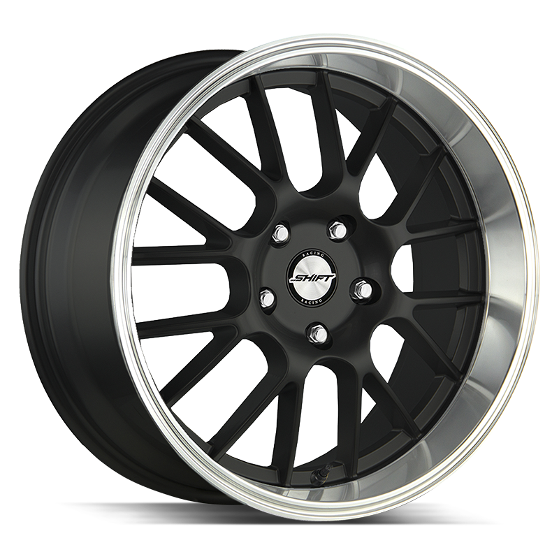 17x7.5 Shift Wheels Crank 5x114.3 15 ET 73.1 hub - Black Polished Lip