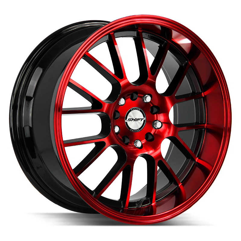 18x8.5 Shift Wheels Crank 5x114.3 38 ET 73.1 hub - Gloss Black Candy Red Machine