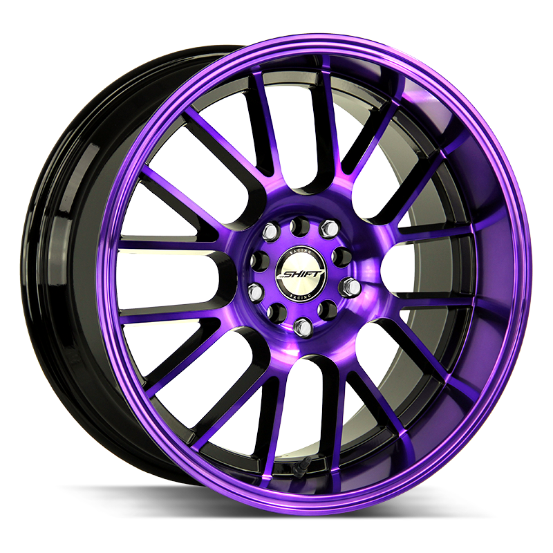 18x8.5 Shift Wheels Crank 5x100 32 ET 73.1 hub - Gloss Black Purple Machined