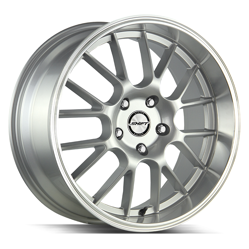 18x8.5 Shift Wheels Crank 5x114.3 15 ET 73.1 hub - Silver Polished Lip