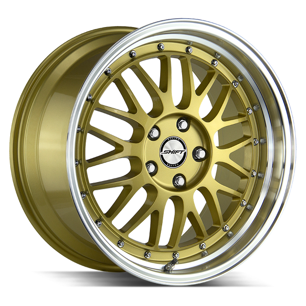 18x9 Shift Wheels Flywheel 5x114.3 35 ET 73.1 hub - Gold Polished Lip