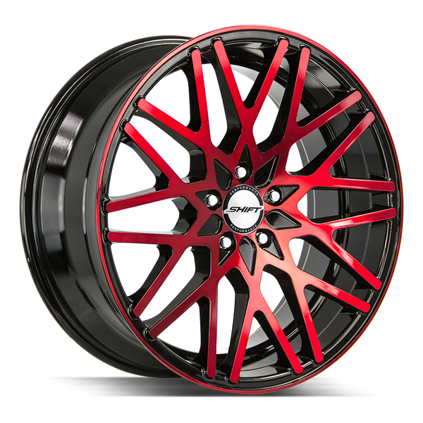 18x8 Shift Wheels Formula 5x100 30 ET 73.1 hub - Gloss Black Candy Red Machine