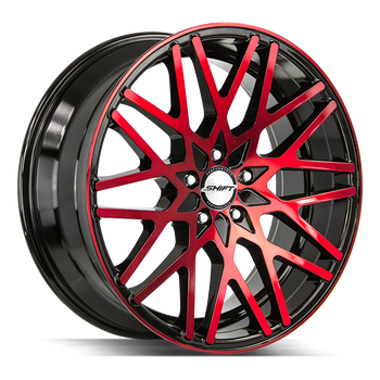 18x8 Shift Wheels Formula 5x100 30 ET 73.1 hub - Gloss Black Candy Red Machine