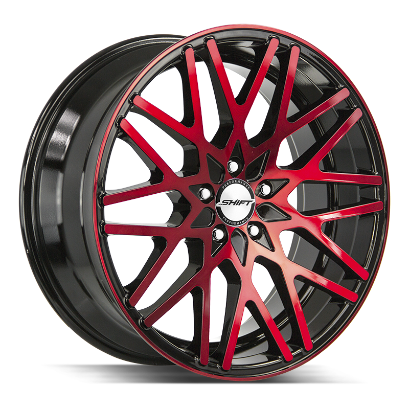 18x8 Shift Wheels Formula 5x114.3 32 ET 73.1 hub - Gloss Black Candy Red Machine