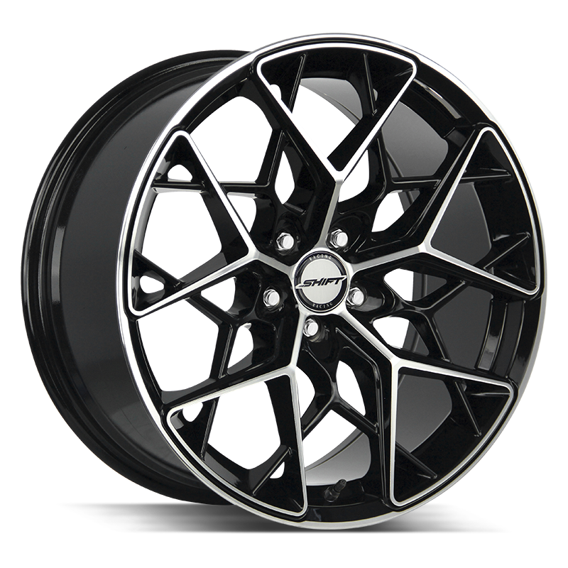 18x8.5 Shift Wheels Piston 5x108 0 ET 73.1 hub - Gloss Black Machined