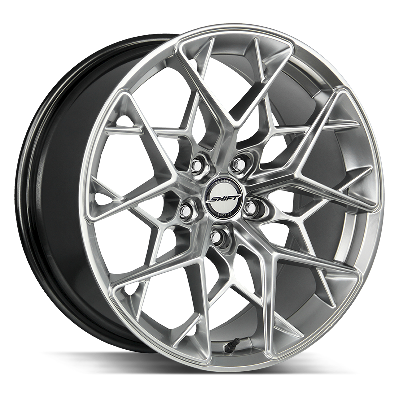 18x8.5 Shift Wheels Piston 5x100 -44 ET 73.1 hub - Platinum Silver