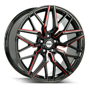 22x9 Shift Wheels Spring 5x114.3 -19 ET 74.1 hub - Gloss Black Candy Red Milled