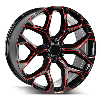 24x10 Strada OE Replica Wheels Snowflake 6x139.7 25 ET 78.1 hub - Gloss Black Candy Red Milled