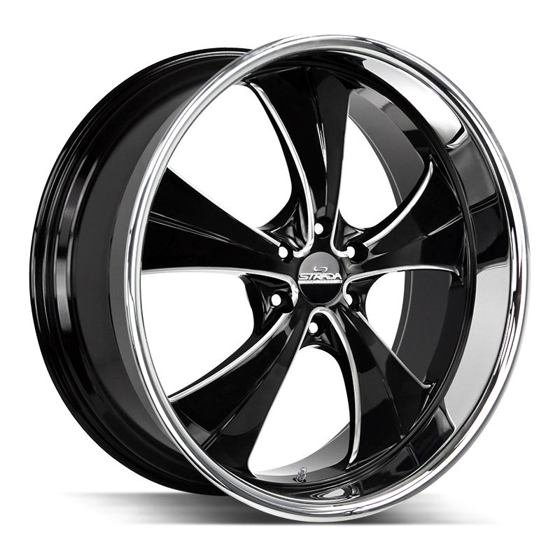 24x10 Strada Street Classic Wheels Old Skool 6x135 24 ET 87.1 hub - Gloss Black Milled SS Lip