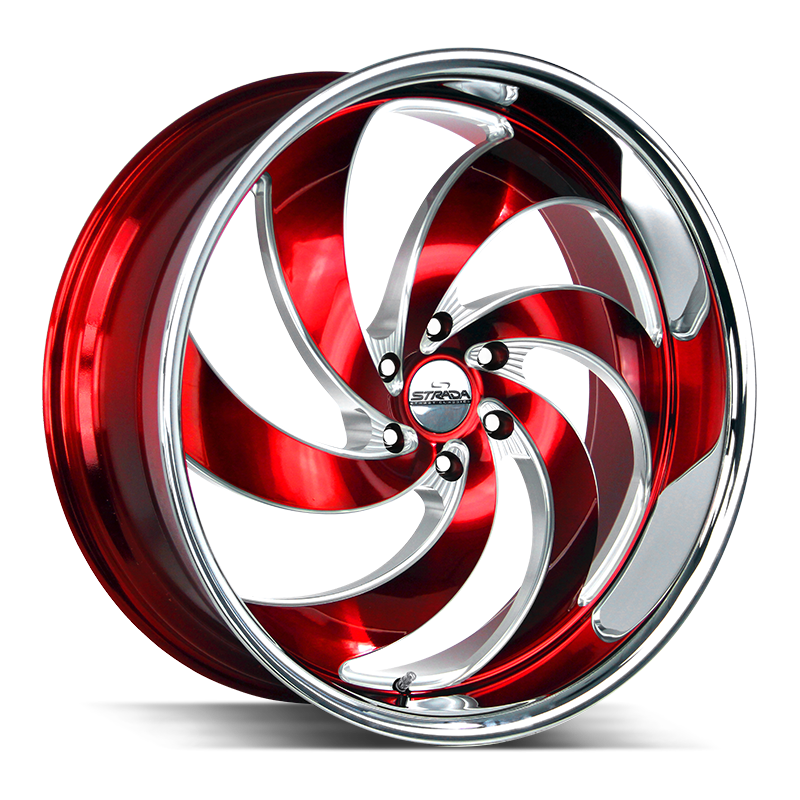 26x10 Strada Street Classic Wheels Retro 6 6x135 26 ET 87.1 hub - Candy Red Milled SS Lip