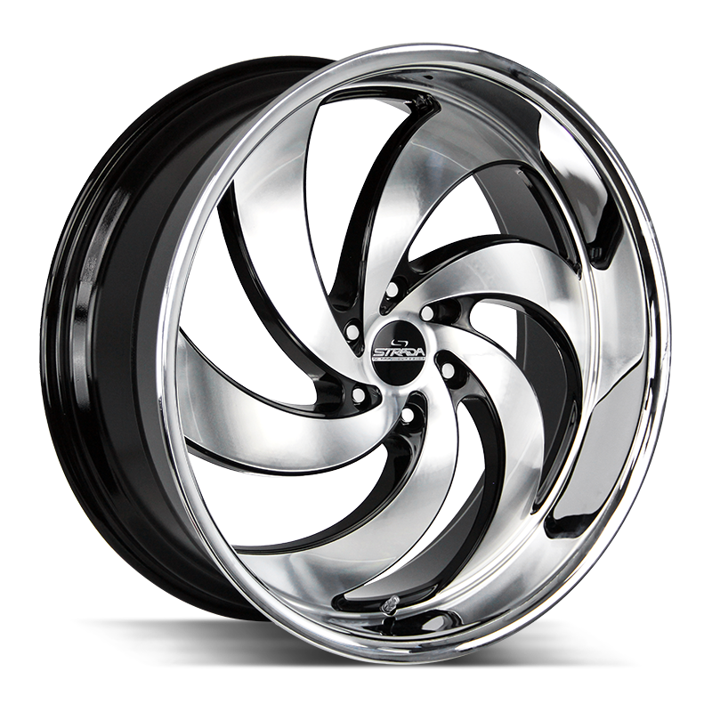 26x10 Strada Street Classic Wheels Retro 6 6x139.7 26 ET 106.4 hub - Gloss Black Machined SS Lip