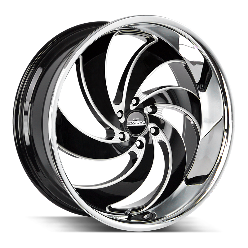 26x10 Strada Street Classic Wheels Retro 6 6x135 26 ET 87.1 hub - Gloss Black Milled SS Lip