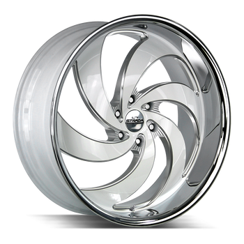 24x10 Strada Street Classic Wheels Retro 6 6x135 24 ET 87.1 hub - Gloss White Milled SS Lip