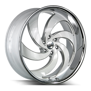 26x10 Strada Street Classic Wheels Retro 6 6x139.7 26 ET 106.4 hub - Gloss White Milled SS Lip