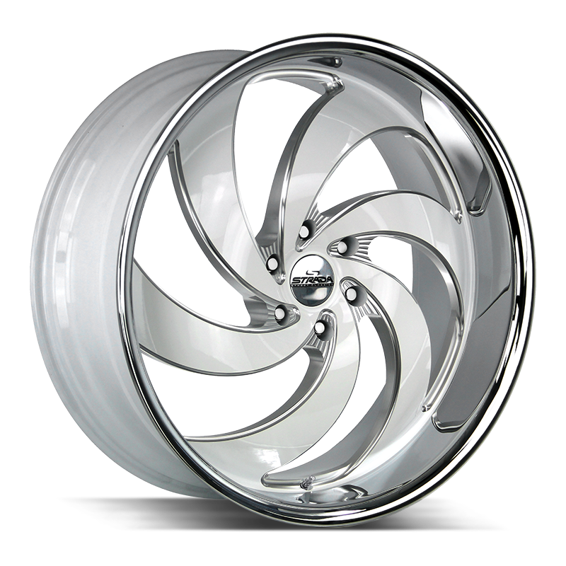 26x10 Strada Street Classic Wheels Retro 6 6x139.7 26 ET 106.4 hub - Gloss White Milled SS Lip