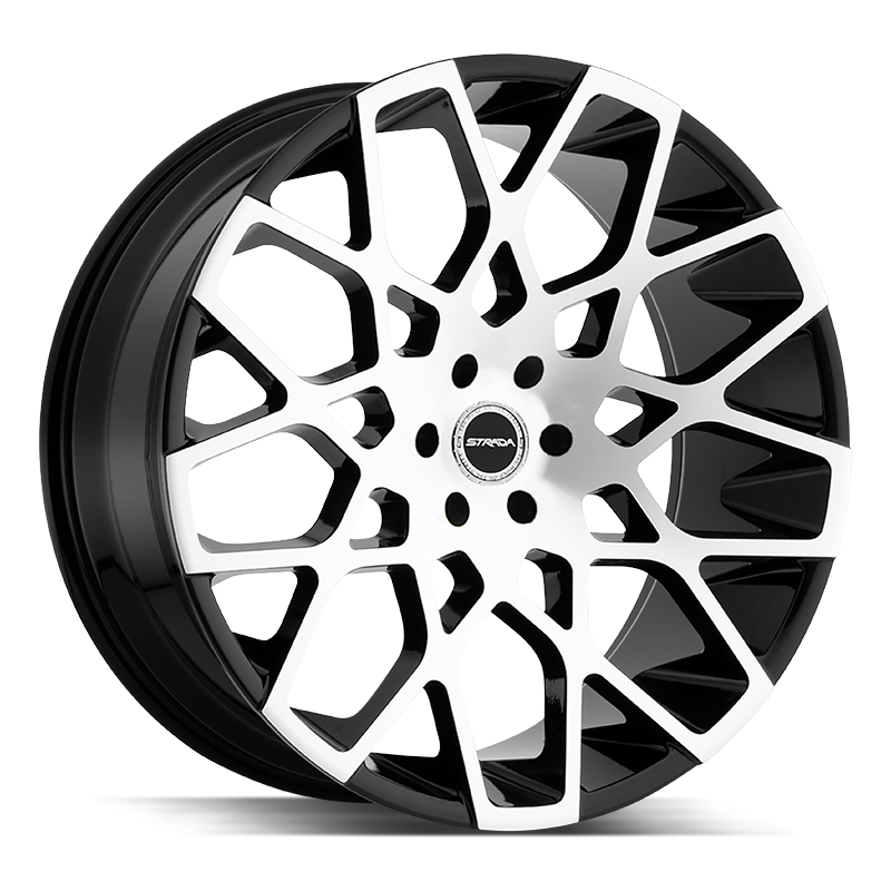 22x9.5 Strada Wheels Buca 5x115 35 ET 72.6 hub - Gloss Black Machined