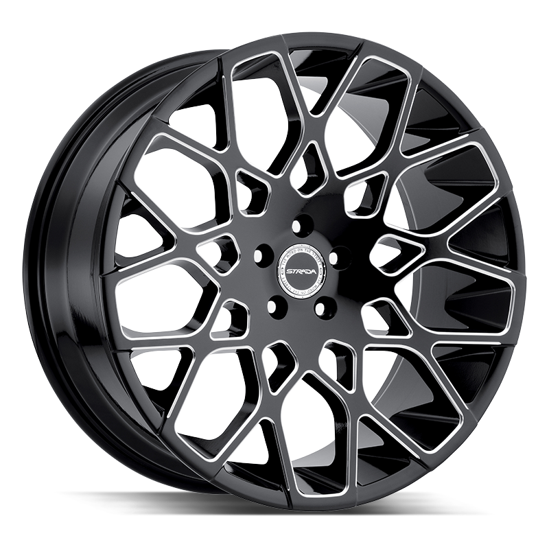 22x9.5 Strada Wheels Buca 5x115 15 ET 72.6 hub - Gloss Black Milled