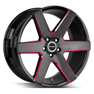 22x9.5 Strada Wheels Coda 5x139.7 24 ET 87.1 hub - Gloss Black Candy Red Milled