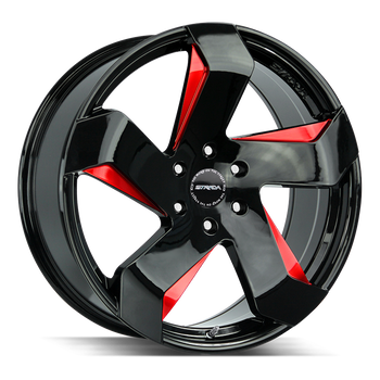 22x9 Strada Wheels Coltello 6x139.7 24 ET 87.1 hub - Gloss Black Candy Red Milled