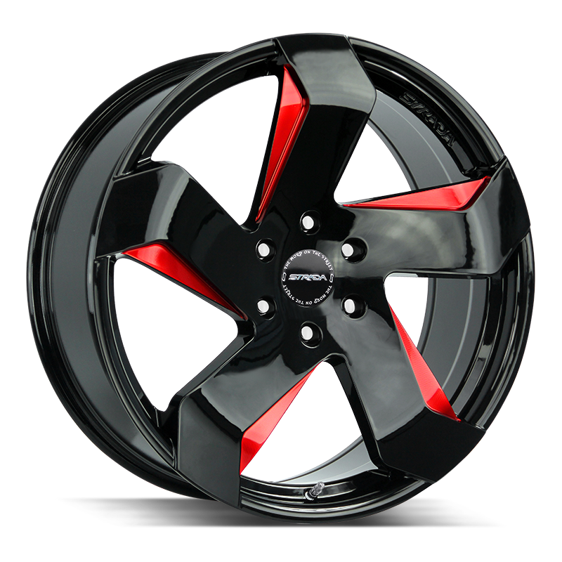 22x9 Strada Wheels Coltello 6x139.7 24 ET 87.1 hub - Gloss Black Candy Red Milled