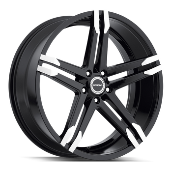 20x8.5 Strada Wheels Domani 5x108 25 ET 72.6 hub - Gloss Black Machined