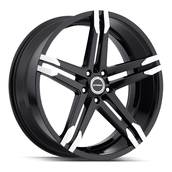 22x8.5 Strada Wheels Domani 5x112 35 ET 72.6 hub - Gloss Black Machined