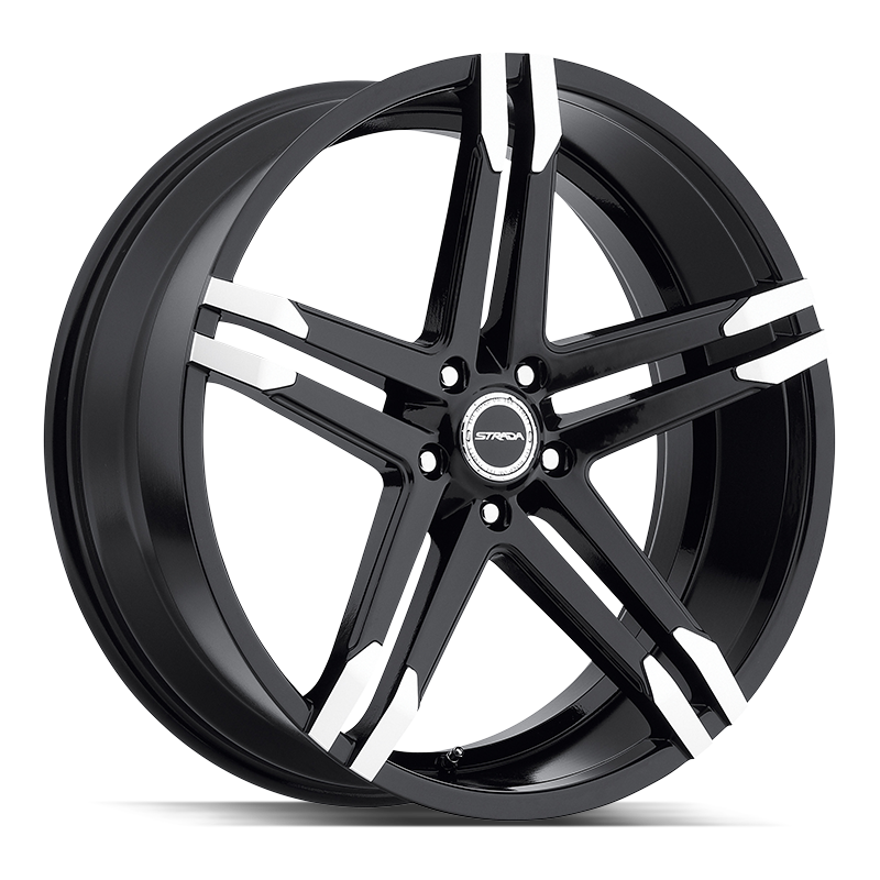 22x8.5 Strada Wheels Domani 5x112 35 ET 72.6 hub - Gloss Black Machined