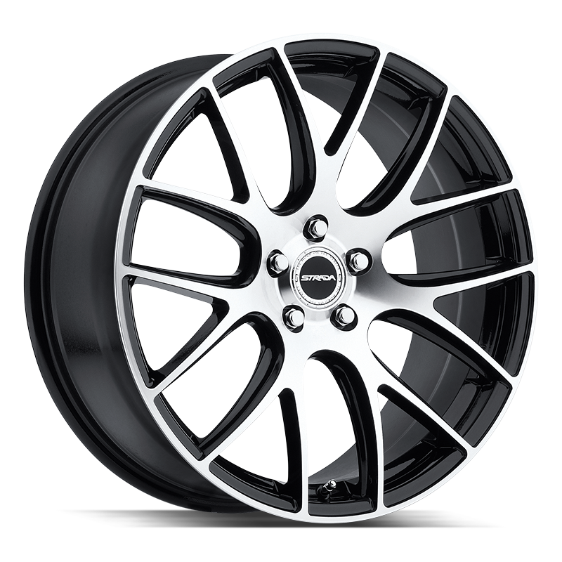 20x8.5 Strada Wheels Fuso 5x114.3 15 ET 72.6 hub - Gloss Black Machined